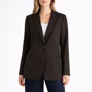 Talbots Luxe Wool Blend Blazer Jacket 2 Buttons Dark Brown Size 18WP